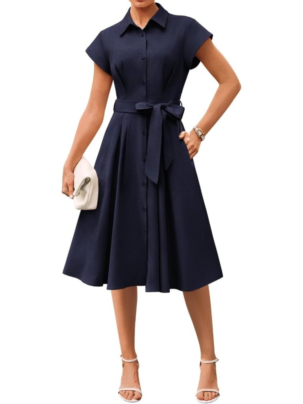 Chic Women's Summer Midi Shirt Dress - Perfect for Work & Casual Outings